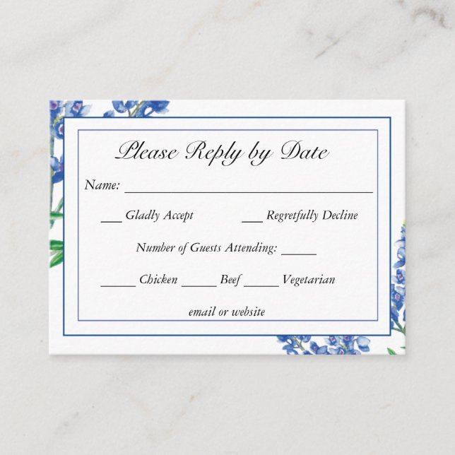 Bluebonnet RSVP  Enclosure Card (Front)