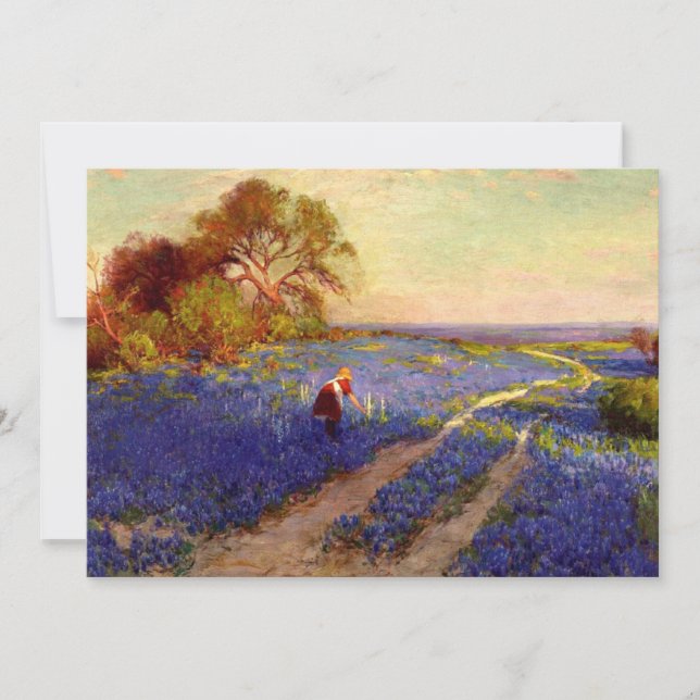 Bluebonnet Scene with Girl Card (Front)