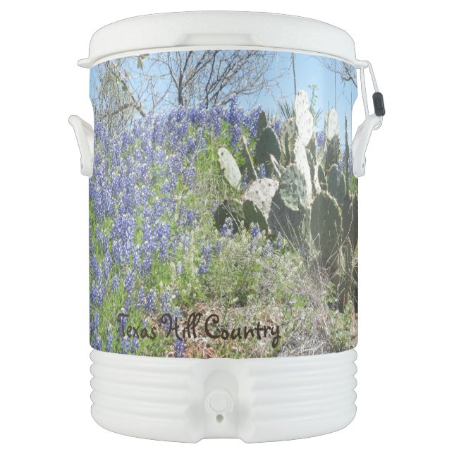 Bluebonnet Ten Gallon Beverage Cooler Wildflowers (Front)