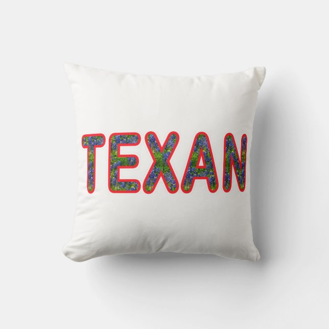 Bluebonnet Texan Throw Pillow (Front)