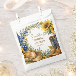 Bluebonnet Texas Sunflower Boho Bridal Shower Favor Bag