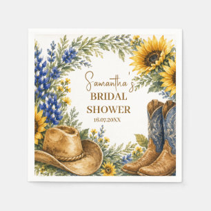 Bluebonnet Texas Sunflower Boho Bridal Shower Napkins