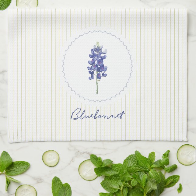 Bluebonnet, Texas Wild Flower Kitchen Towel (Folded)