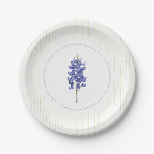 Bluebonnet, Texas Wild Flower Paper Plates (Front)