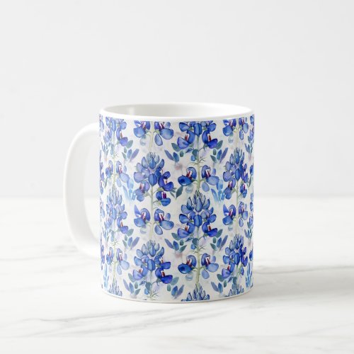 Bluebonnet Texas Wild Flower Pattern Coffee Mug