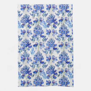 Bluebonnet Texas Wild Flower Pattern Kitchen Towel