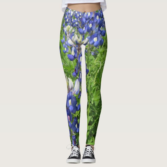 Bluebonnet Texas Wildflower Leggings (Front)