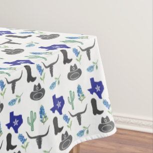 Bluebonnet Texas Wildflower Watercolor Pattern Tablecloth