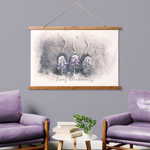 Bluebonnet Trio Sketched Watercolor Hanging Tapestry