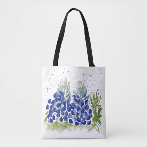 Bluebonnet Watercolor Tote Bag