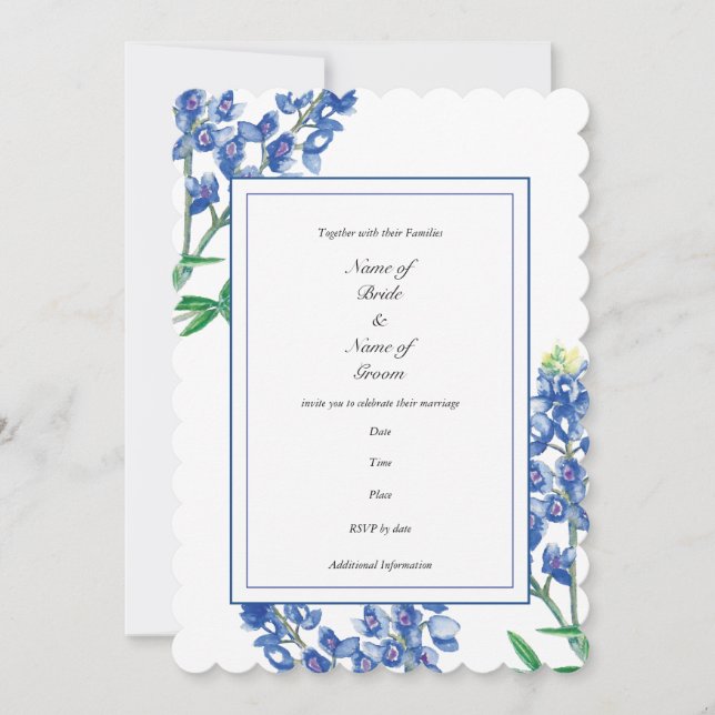 Bluebonnet Wedding Invitation (Front)