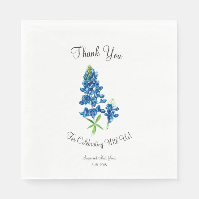 Bluebonnet Wedding Napkins (Front)
