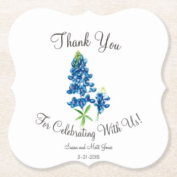 Bluebonnet Wedding Paper Coaster by Eclectic_Ramblings at Zazzle