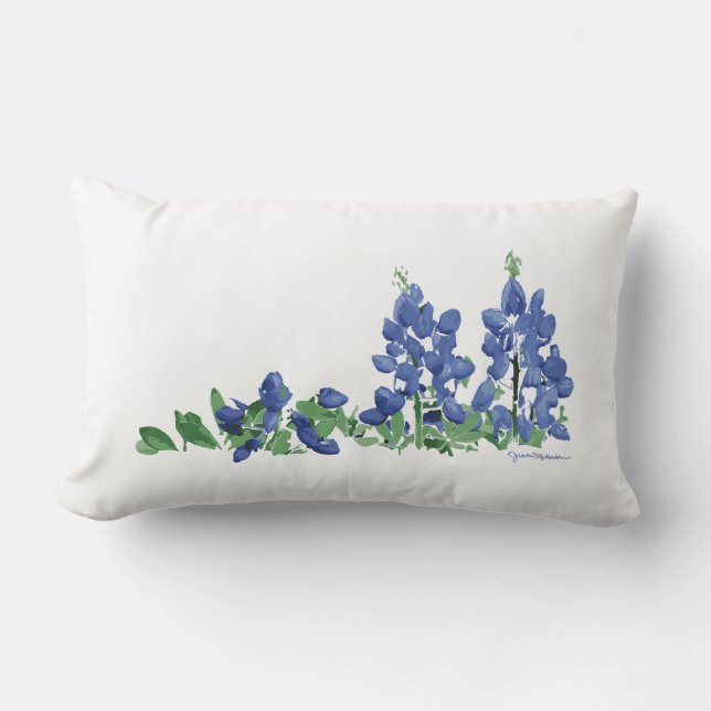 Bluebonnet Wild Flowers, Texas Flowers Lumbar Pillow (Front)