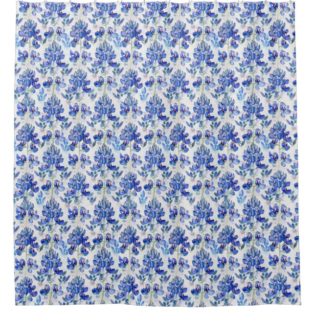 Bluebonnet Wildflower, Texas Botanical Floral Shower Curtain (Front)
