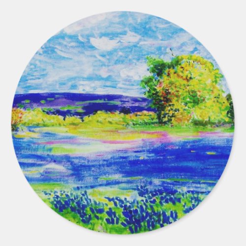 bluebonnet  wildflowers classic round sticker