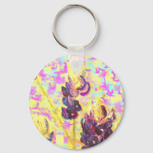 bluebonnet wildflowers upclose keychain