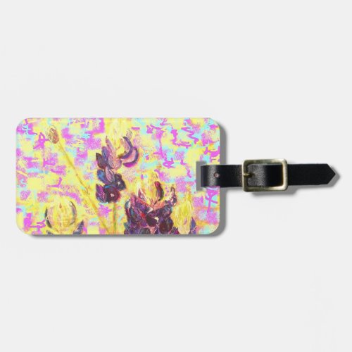 bluebonnet wildflowers upclose luggage tag