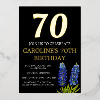 Bluebonnets 70th Birthday Blue Gold Chic Glam