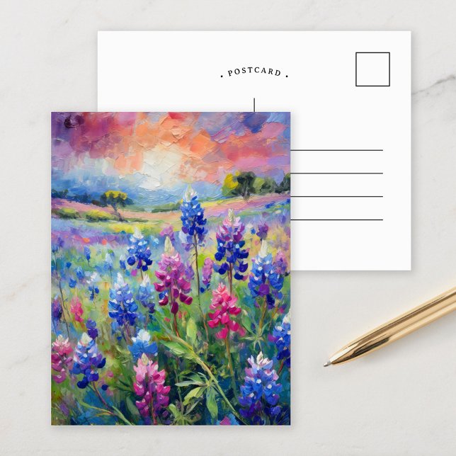 Bluebonnets Abstract Floral Art Postcard (Creator Uploaded)