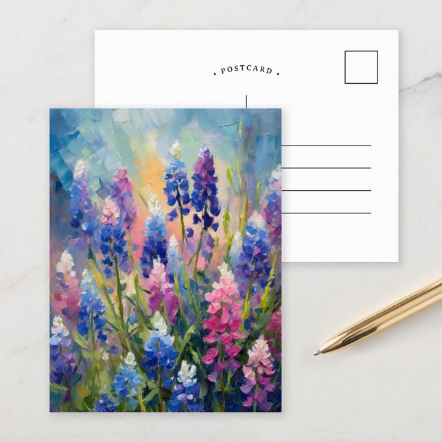 Bluebonnets Abstract Floral Art Postcard (Creator Uploaded)