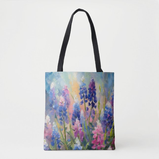 Bluebonnets Abstract Floral Art Tote Bag (Front)
