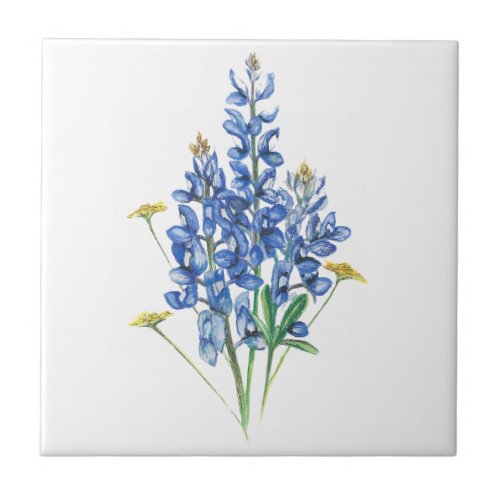 Bluebonnets and Wildflowers Ceramic Tile