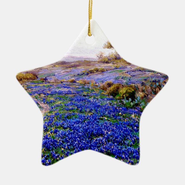 Bluebonnets at Twilight, North of San Antonio Ceramic Ornament (Front)