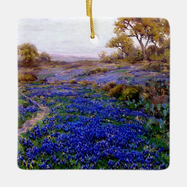 Bluebonnets at Twilight, North of San Antonio Ceramic Ornament (Front)