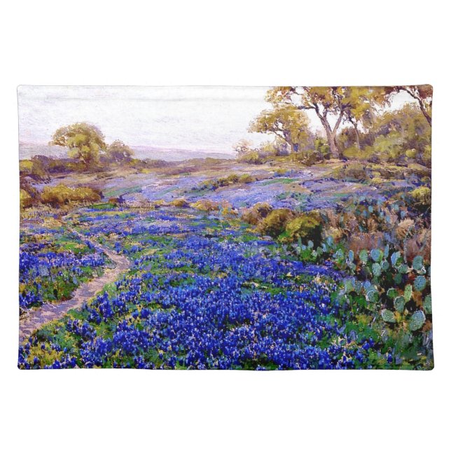 Bluebonnets at Twilight North of San Antonio, Cloth Placemat (Front)