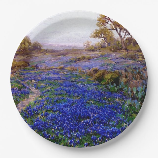 Bluebonnets at Twilight, North of San Antonio Paper Plates (Front)