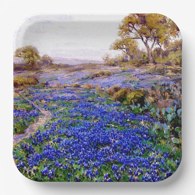 Bluebonnets at Twilight, North of San Antonio, Paper Plates (Front)