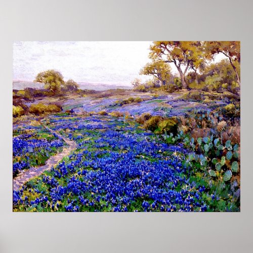 Bluebonnets at Twilight North of San Antonio  Poster