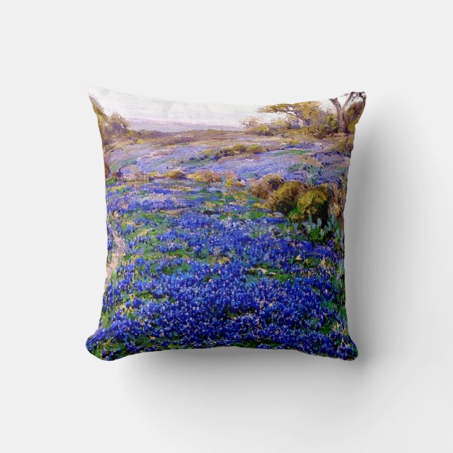 Bluebonnets at Twilight, North of San Antonio, Throw Pillow (Front)