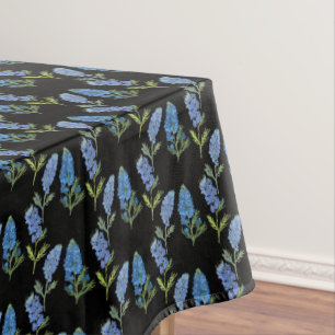 Bluebonnets Blue Elegant Black Texas Floral  Tablecloth