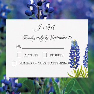 Bluebonnets Blue Floral Texas flowers Modern RSVP