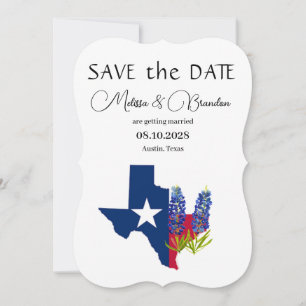 Bluebonnets Blue Floral Texas Rustic Wedding Invitation