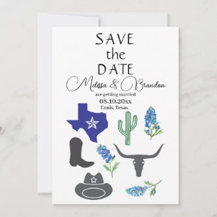 Bluebonnets Blue Floral Texas Rustic Wedding Invitation