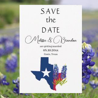 Bluebonnets Blue Floral Texas Rustic Wedding Invitation