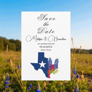 Bluebonnets Blue Floral Texas Rustic Wedding  Invitation
