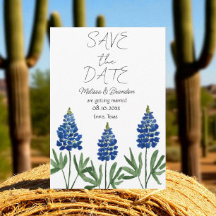 Bluebonnets Blue Floral Texas Rustic Wedding  Invitation