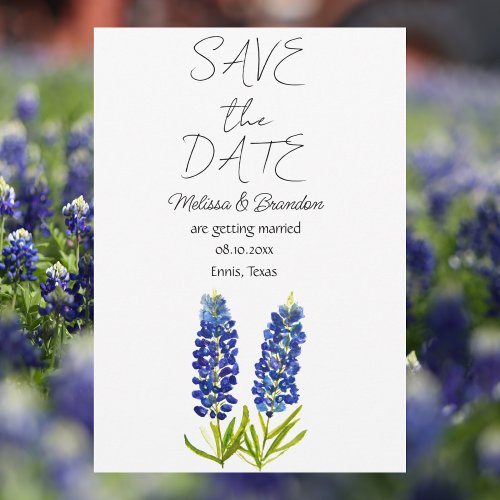 Bluebonnets Blue Floral Texas Rustic Wedding  Invitation