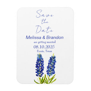 Bluebonnets Blue Floral Texas Rustic Wedding  Magnet