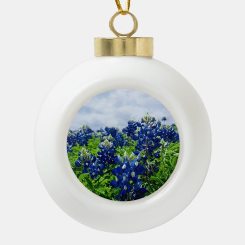 Bluebonnets Blue Floral Texas Texan Elegant Ceramic Ball Christmas Ornament