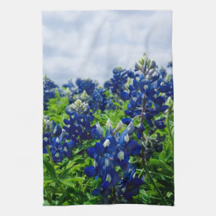 Texas Bluebonnet Wildflower Cotton Kitchen Towel made in the Texas Hill  Country, Embroidered Texas Bluebonnet Wildflowers with Blue Stripe Accent  Towel 100% Cotton - Texas Hill Country Ceramics