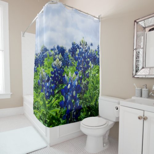 Bluebonnets Blue Floral Texas Texan Elegant Shower Curtain