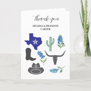 Bluebonnets Blue Floral Texas Wedding Thank you