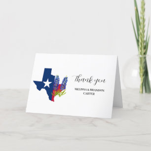 Bluebonnets Blue Floral Texas Wedding Thank you Card