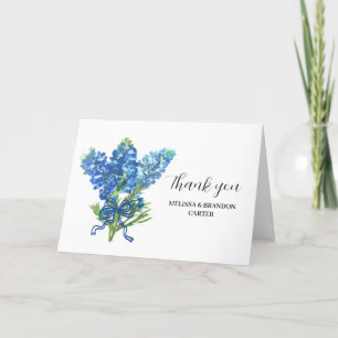Bluebonnets Blue Floral Texas Wedding Thank you Card