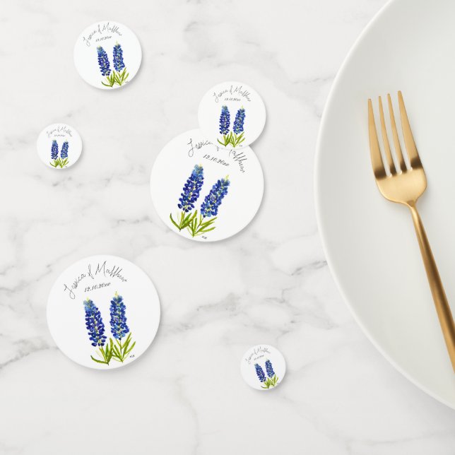 Bluebonnets Blue floral Watercolor Weddings Confetti (Group)
